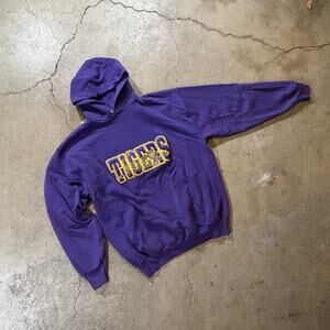 LSU Tigers Sweatshirt Mens Large Purple Hoodie Performance Football NCAA